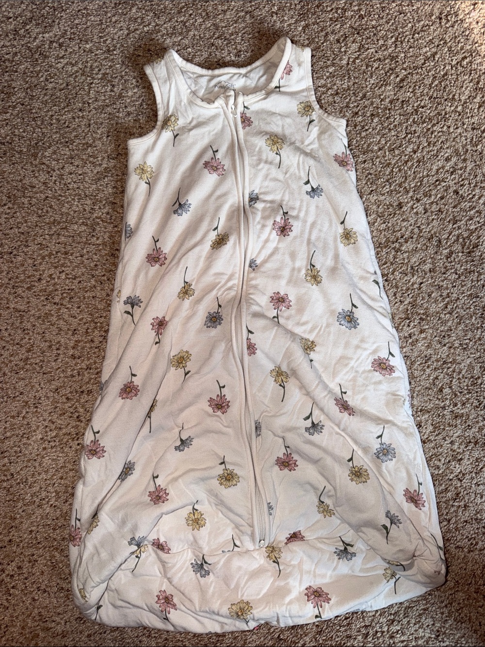 Purely Soft by Carters- White Floral Baby Sleep Sack - Soft Zippered Sleeveless
